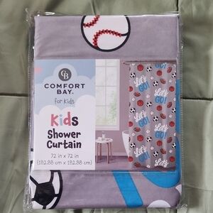 Comfort Bay Kids Sports-Theme Gray Shower Curtain